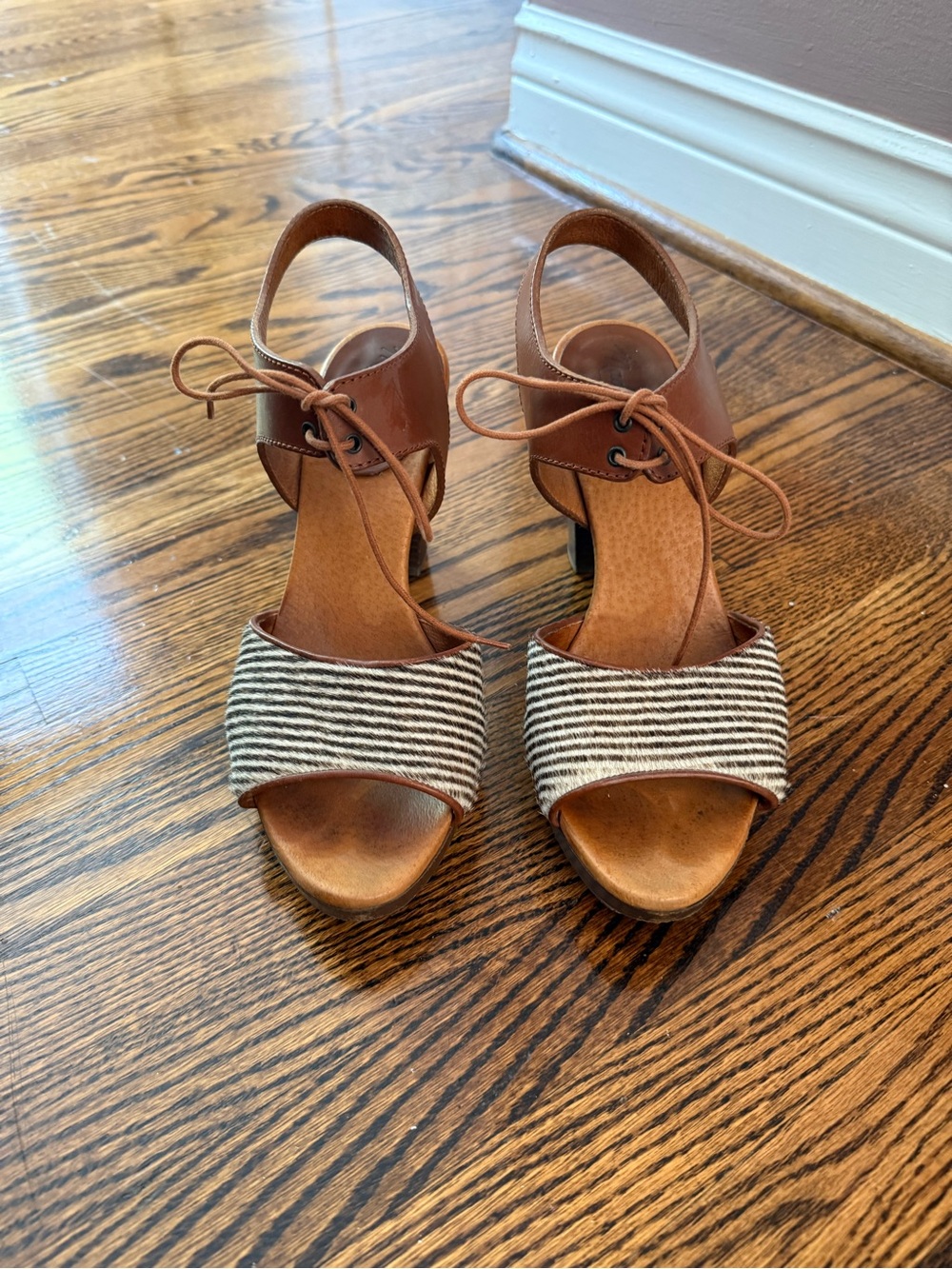 Madewell pony hair and leather sandals size 8